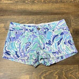 Lilly Pulitzer The Walsh Shorts Lilac Periwinkle Size 2 Purple Teal Blue Cotton